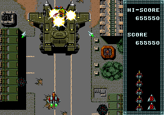 Boss 5: um tanque com asas. Fique girando ao redor dele, desviando dos tiros e usando seus mísseis teleguiados para acertá-lo enquanto o circula.
